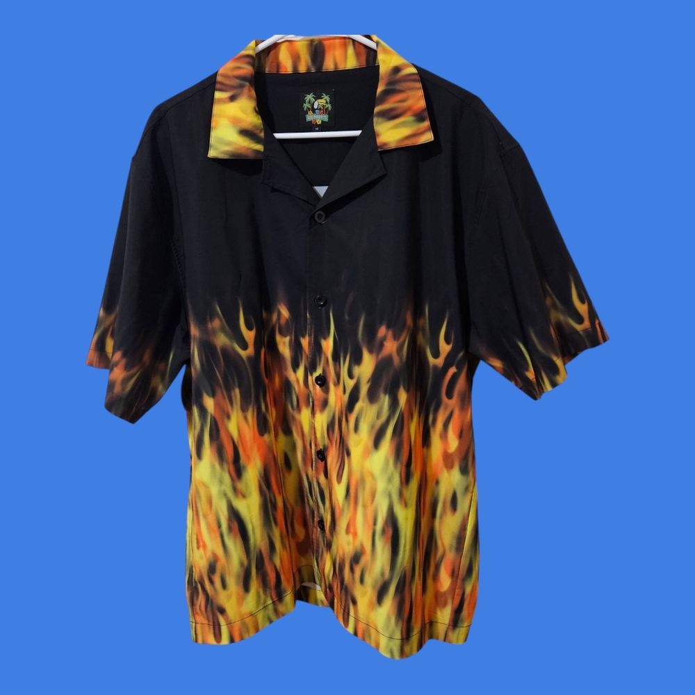 Flame Pattern Black Shirt